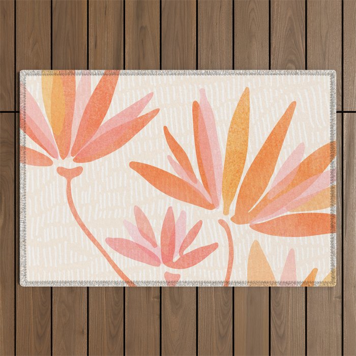Earthy Pastel Floral Illustration Outdoor Rug Gallery Image 1