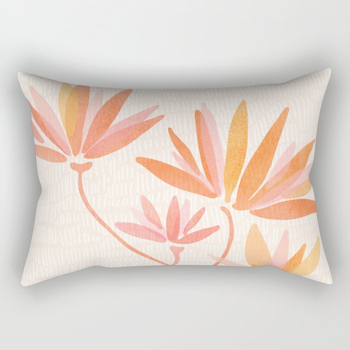 Earthy Pastel Floral Illustration Rectangular Pillow Gallery Image 2