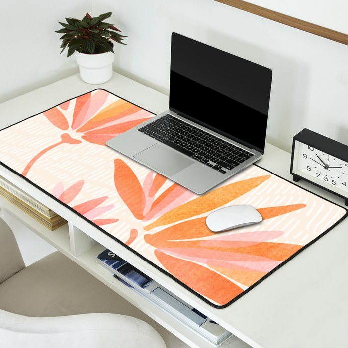 Earthy Pastel Floral Illustration Desk Mat Gallery Image 2