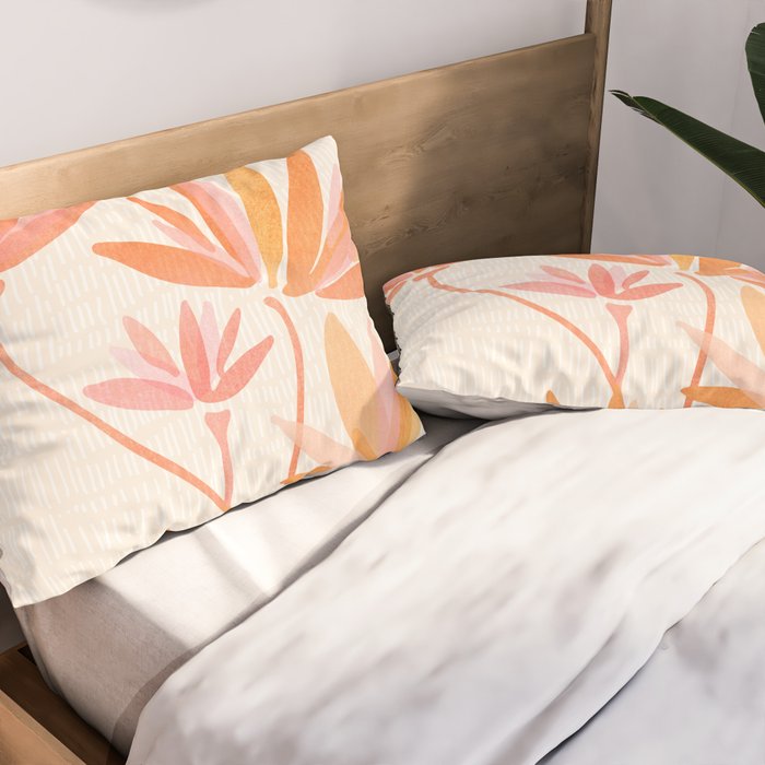 Earthy Pastel Floral Illustration Pillow Sham Gallery Image 2