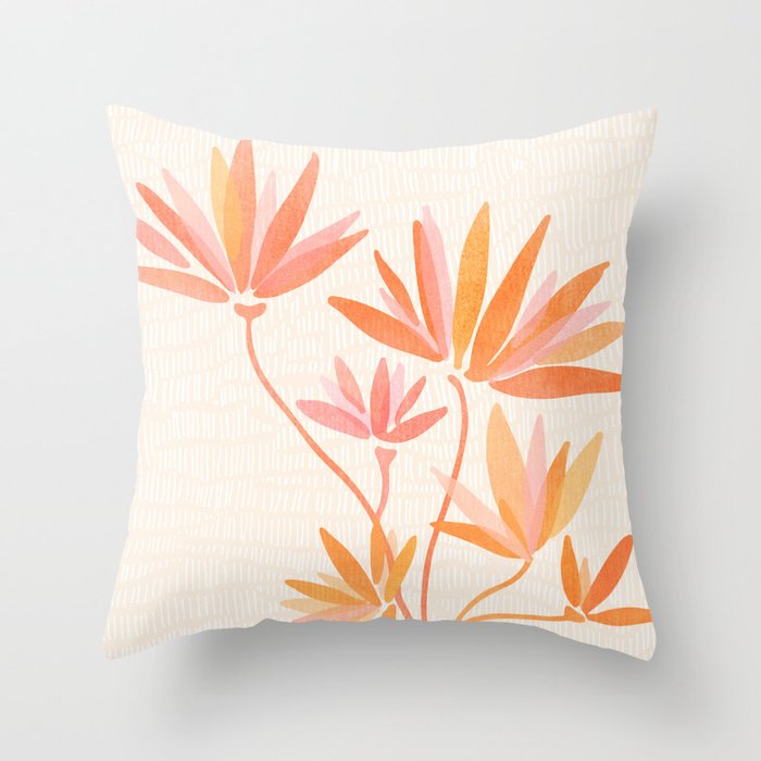 Earthy Pastel Floral Illustration Throw Pillow Gallery Image 1