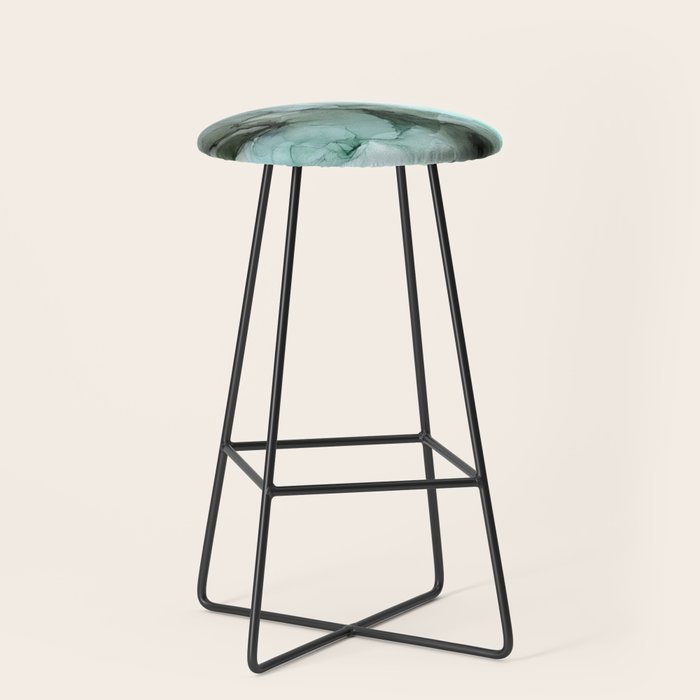 Calm Nature Inspired Abstract Flow Landscape Painting Stool Gallery Image 1