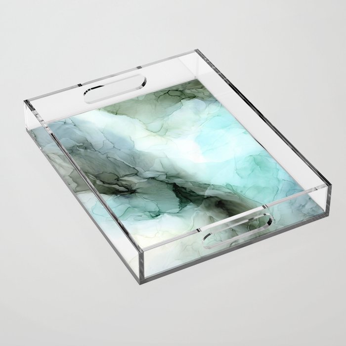 Calm Nature Inspired Abstract Flow Landscape Painting Acrylic Tray Gallery Image 1