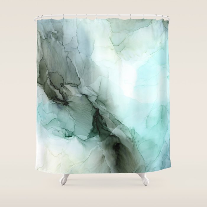 Calm Nature Inspired Abstract Flow Landscape Painting Shower Curtain Gallery Image 1