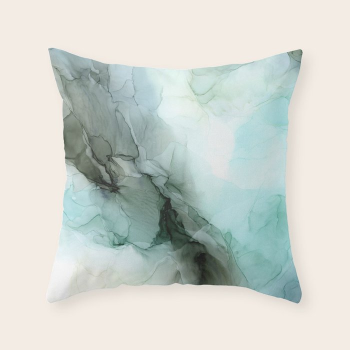 Calm Nature Inspired Abstract Flow Landscape Painting Throw Pillow Gallery Image 6