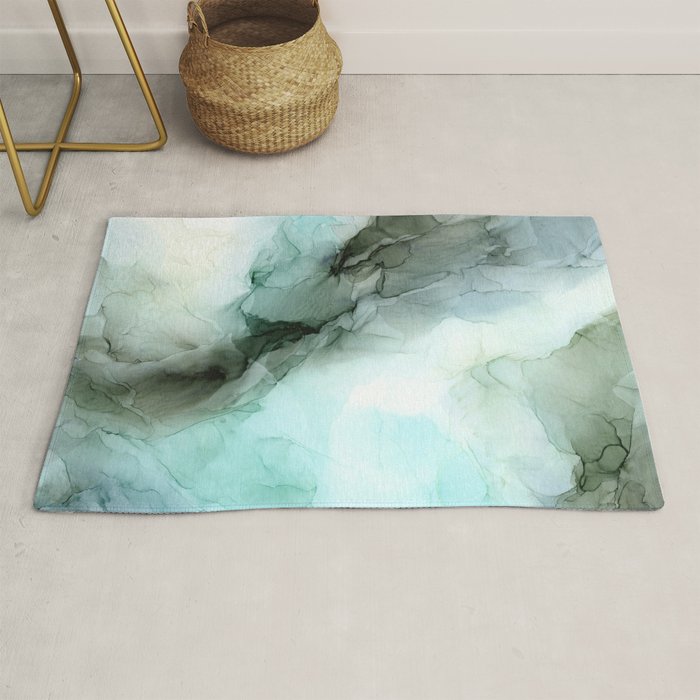 Calm Nature Inspired Abstract Flow Landscape Painting Rug Gallery Image 1
