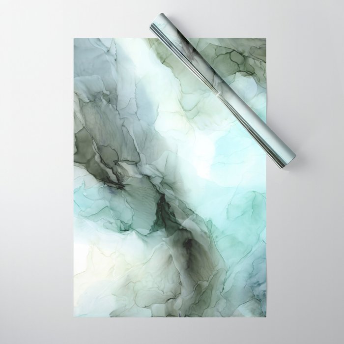Calm Nature Inspired Abstract Flow Landscape Painting Wrapping Paper Gallery Image 1