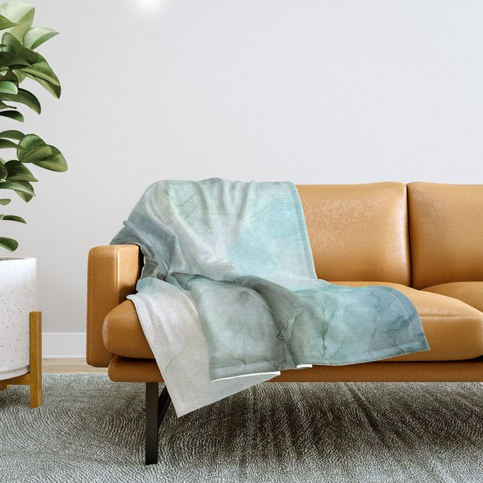 Calm Nature Inspired Abstract Flow Landscape Painting Throw Blanket Gallery Image 1