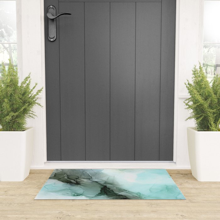 Calm Nature Inspired Abstract Flow Landscape Painting Welcome Mat Gallery Image 3