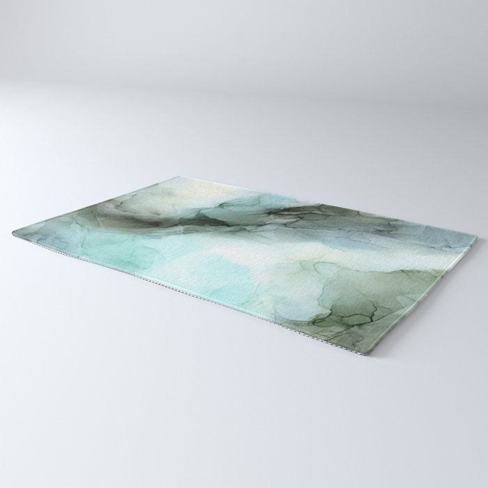 Calm Nature Inspired Abstract Flow Landscape Painting Rug Gallery Image 3