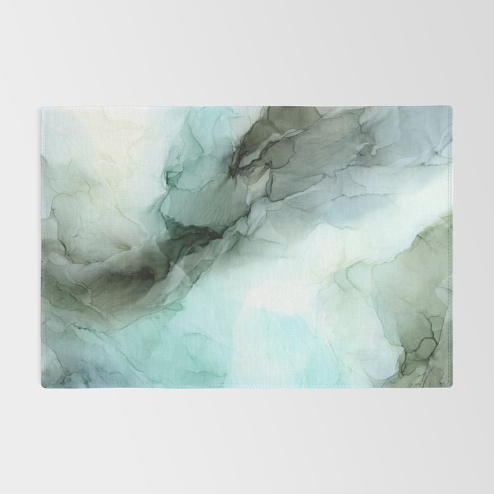 Calm Nature Inspired Abstract Flow Landscape Painting Rug Gallery Image 2
