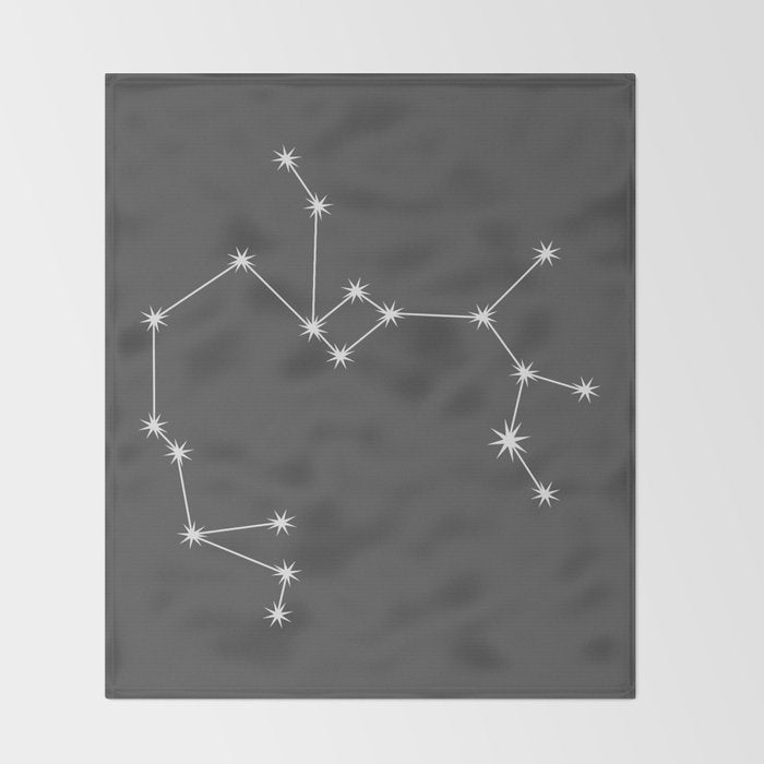 Sagittarius Zodiac Star Constellation Line Art Grey Throw Blanket Gallery Image 2