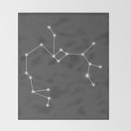 Sagittarius Zodiac Star Constellation Line Art Grey Throw Blanket Gallery Image 2