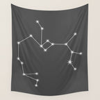 Sagittarius Zodiac Star Constellation Line Art Grey Wall Tapestry Gallery Image 4