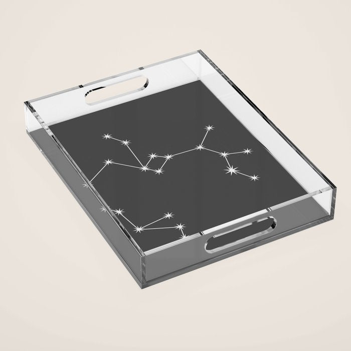 Sagittarius Zodiac Star Constellation Line Art Grey Acrylic Tray Gallery Image 1