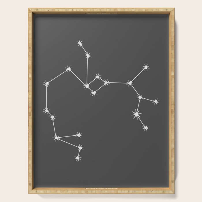 Sagittarius Zodiac Star Constellation Line Art Grey Serving Tray Gallery Image 1