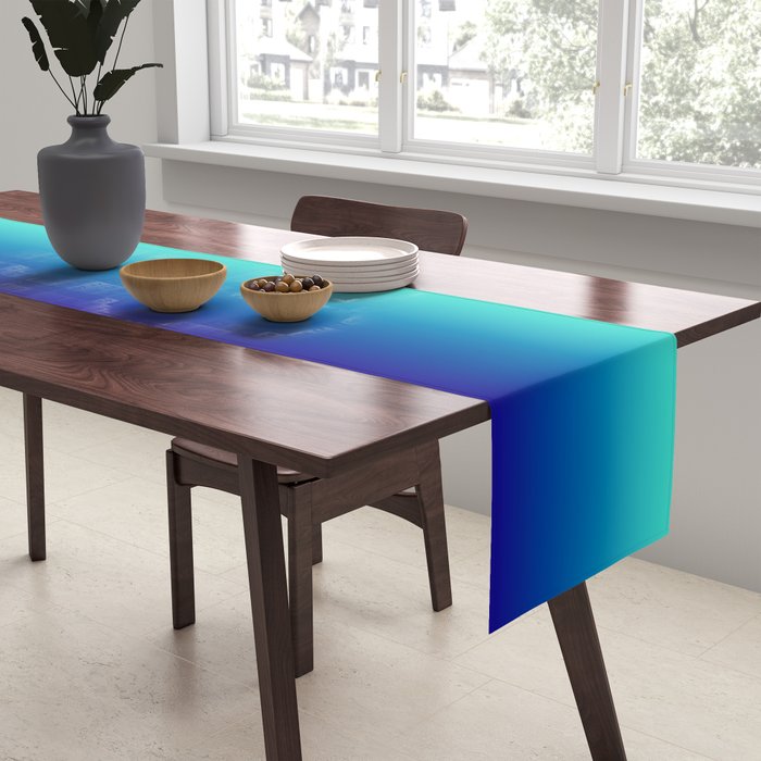 Turquoise Ultramarine Blue Gradient Table Runner Gallery Image 2