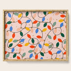 Colorful Holiday String Lights Pattern on Peach Background Serving Tray Gallery Image 1