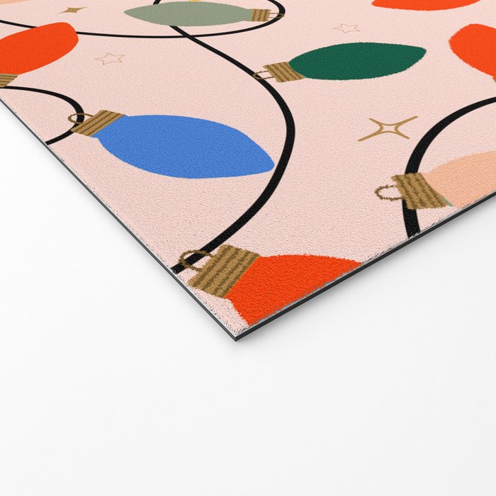 Colorful Holiday String Lights Pattern on Peach Background Welcome Mat Gallery Image 2