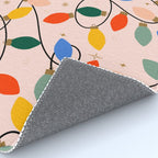Colorful Holiday String Lights Pattern on Peach Background Rug Gallery Image 4