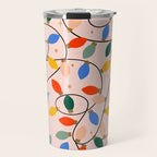 Colorful Holiday String Lights Pattern on Peach Background Travel Mug Gallery Image 1