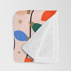 Colorful Holiday String Lights Pattern on Peach Background Throw Blanket Gallery Image 3