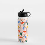 Colorful Holiday String Lights Pattern on Peach Background Water Bottle Gallery Image 1