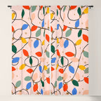 Colorful Holiday String Lights Pattern on Peach Background Window Curtain Gallery Image 5