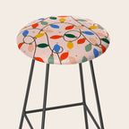Colorful Holiday String Lights Pattern on Peach Background Stool Gallery Image 2