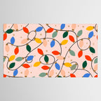 Colorful Holiday String Lights Pattern on Peach Background Tablecloth Gallery Image 2