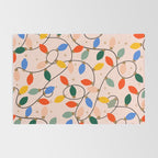 Colorful Holiday String Lights Pattern on Peach Background Rug Gallery Image 2