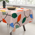 Colorful Holiday String Lights Pattern on Peach Background Tablecloth Gallery Image 3