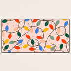Colorful Holiday String Lights Pattern on Peach Background Desk Mat Gallery Image 3