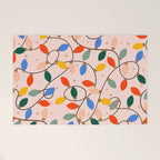Colorful Holiday String Lights Pattern on Peach Background Welcome Mat Gallery Image 1