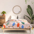 Colorful Holiday String Lights Pattern on Peach Background Comforter Gallery Image 3