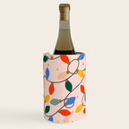 Colorful Holiday String Lights Pattern on Peach Background Wine Chiller Gallery Image 2
