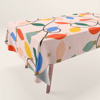 Colorful Holiday String Lights Pattern on Peach Background Tablecloth Gallery Image 1