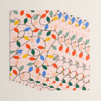 Colorful Holiday String Lights Pattern on Peach Background Wrapping Paper Gallery Image 3