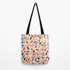 Colorful Holiday String Lights Pattern on Peach Background Tote Bag Gallery Image 2