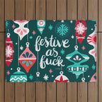 Festive As F*ck - Teal Outdoor Rug Gallery Image 1