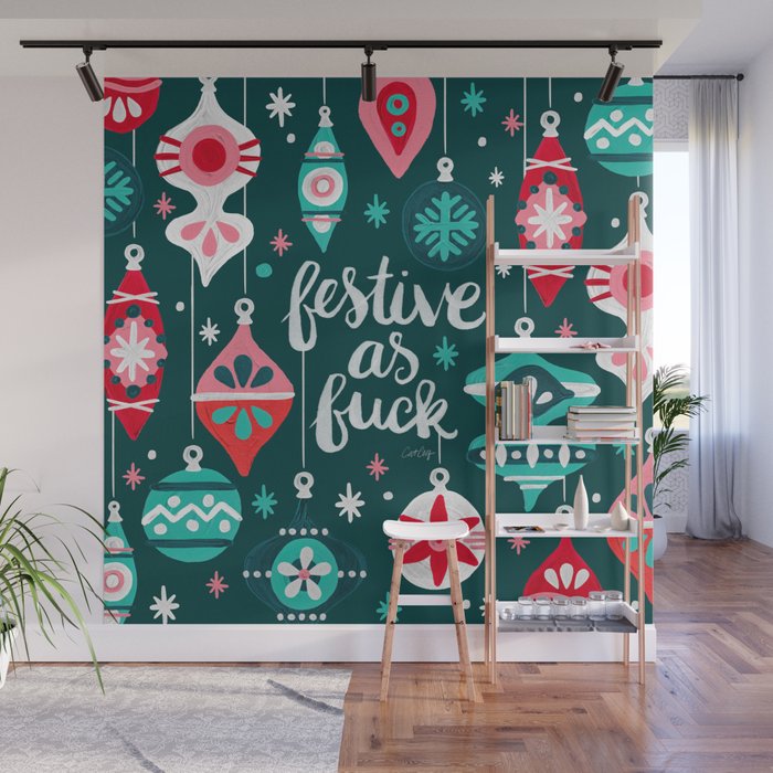 Festive As F*ck - Teal Wall Mural Gallery Image 1