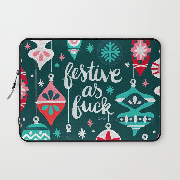Festive As F*ck - Teal Laptop Sleeve Gallery Image 1