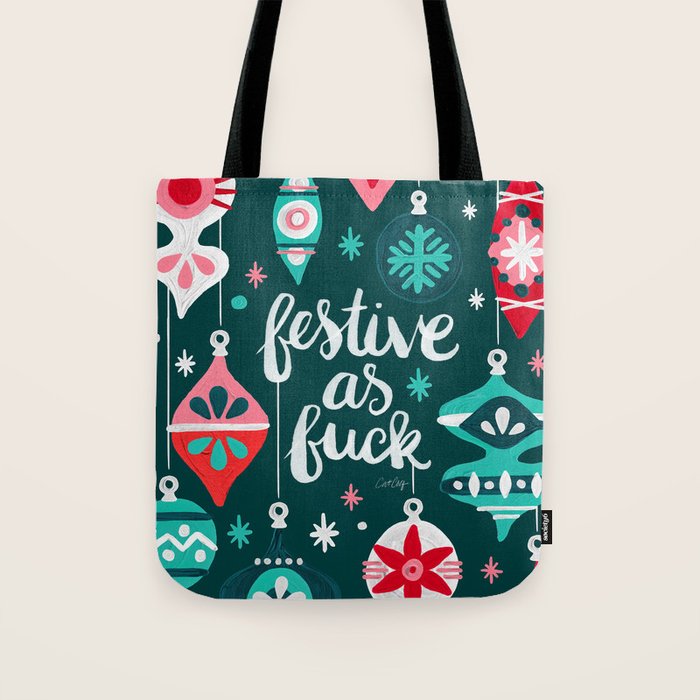 Festive As F*ck - Teal Tote Bag Gallery Image 1