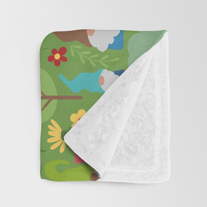Gnomes In the Garden Green Throw Blanket Gallery Image 3