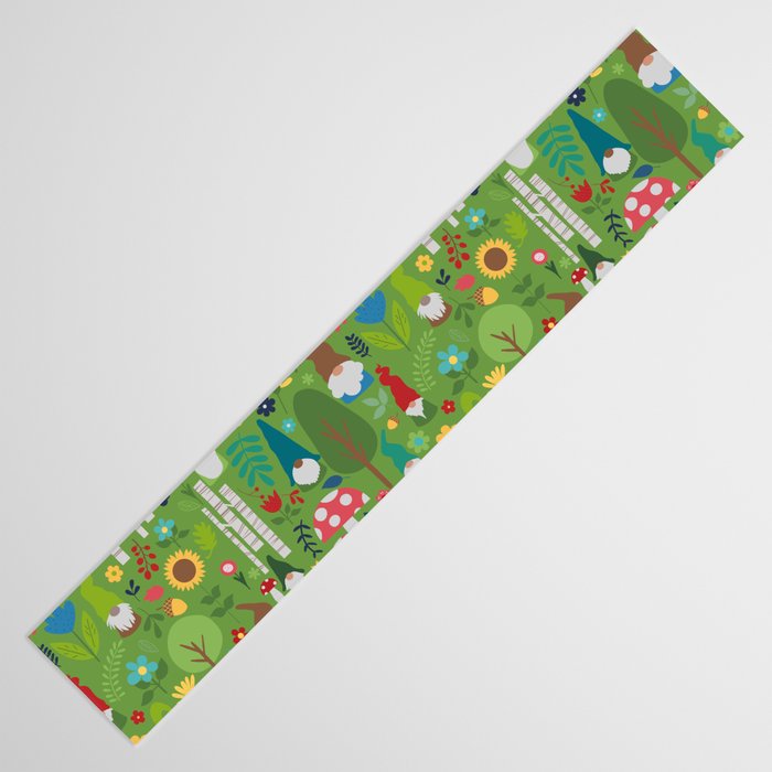 Gnomes In the Garden Green Table Runner Gallery Image 3