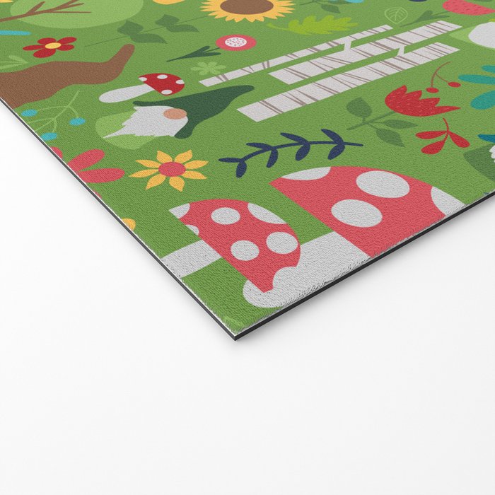 Gnomes In the Garden Green Welcome Mat Gallery Image 2