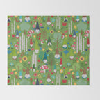 Gnomes In the Garden Green Throw Blanket Gallery Image 2