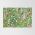 Gnomes In the Garden Green Rug Gallery Image 2