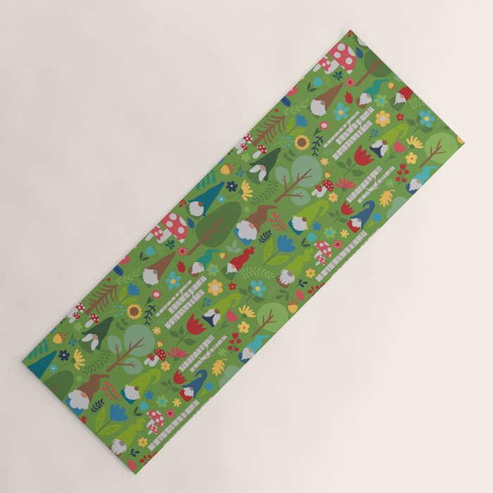 Gnomes In the Garden Green Yoga Mat Gallery Image 1