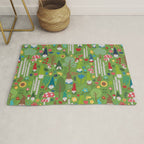 Gnomes In the Garden Green Rug Gallery Image 1